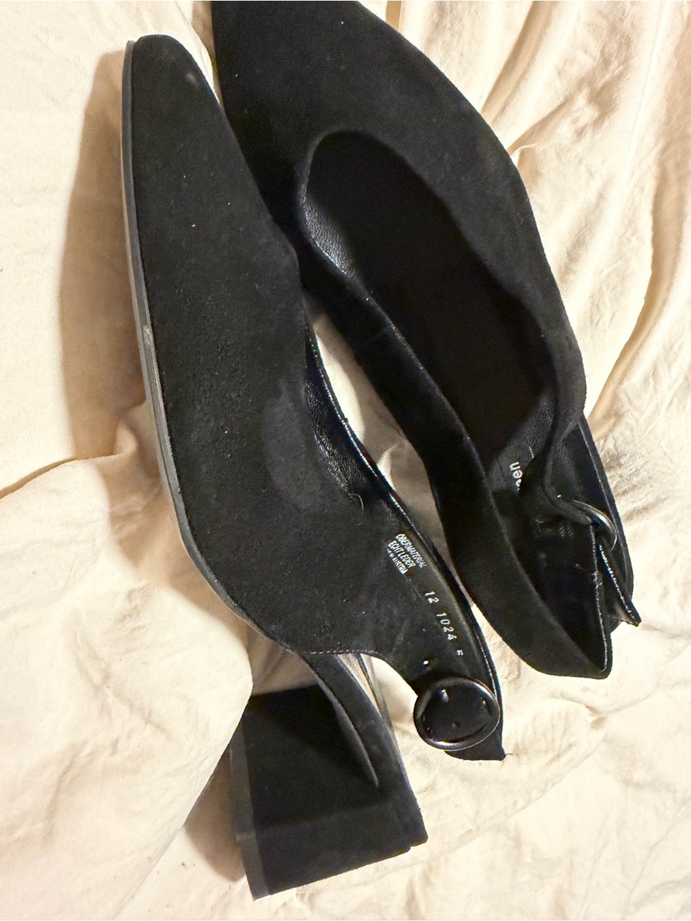 Paul Green Black Suede Block Heel Slingbacks